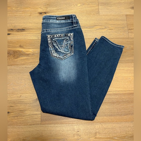 Vigoss skinny straight jeans with bling pockets - Picture 1 of 13